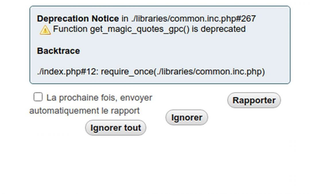 PHPMyAdmin Deprecation Notice Function get_magic_quotes_gpc() is deprecated